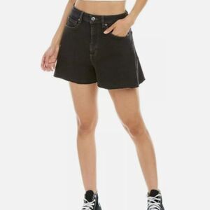 BNWT - WEWOREWHAT HIGH RISE BOYFRIEND BLACK JEAN COTTON SHORTS - 25